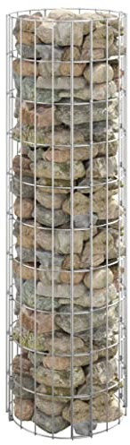 Tino Tech Runde Gabionen-Hochbeet aus Verzinkter Stahl 30x100cm Silber Steinkorb Gabionen Körbe Hochbeet Pflanzen Gartenmauer Gabione aus Metall Garten Gabione Pflanzenwand Gabionen Gitter