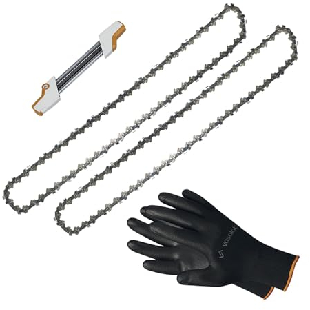 Kettensäge Zubehör - 2x Sägekette 37cm Rapid Micro Ersatzkette + 2in1 Feilenhalter mit Feile 4,8mm