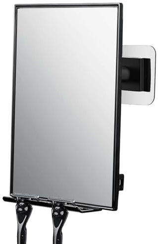 CLSEVXY Shower Mirror for Shaving - with Squeegee, Razor Stand for Shower & Swivel, 360°Rotation Adjustable Bathroom Mirror