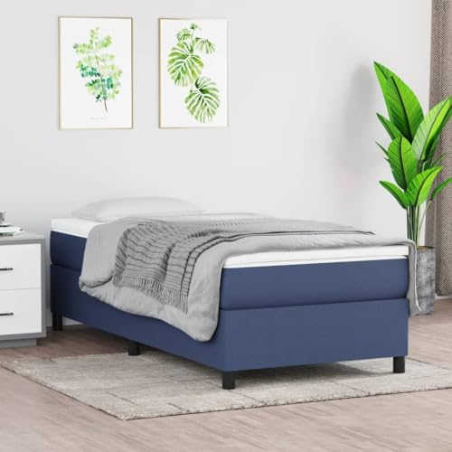 YUHI-HQYD Boxspringbett,Schlafsofa,Matratzenfundament,Full Size Bed Frame,Plattform-Bettgestell,für Schlafzimmer, Arbeitszimmer,Schlafsäle, Wohnungen,Blau 100x200 cm Stoff