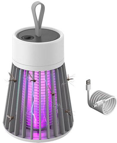 Insektenvernichter Elektrisch,Mückenlampe Campinglampe,Mückenfalle USB Wiederaufladbare Akku,Elektrischer Insektenvernichter,mückenwirksame,Insektenfalle Mückenlampe (USB-Ladung Grau)