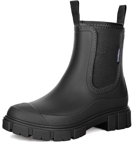 Yenxapei Stivali Pioggia Donna, Stivali Gomma Donna, Impermeabili Stivaletti Elastico Chelsea Outdoor Ankle Boot