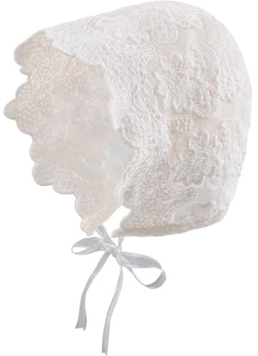 PYAIOVR Sommerhut Baby Mädchen UV Schutz Sonnenhut Mütze Baby Sommer Mützen Spitze Textilien Mit Schleife und Bindebändern für Babys 0-3 Weiß A
