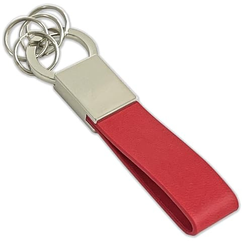pubblimania Portachiavi in acciaio e Gomma Flessibile che non graffia la carrozzeria, 4 anelli con scatolino regalo. Per le chiavi di casa, auto, moto, scooter. Leggero e resistente (Rosso)