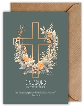 WBdesignz 10er Set Einladungskarten zur Taufe - Einladungskarte Taufe Einladung Kartenset Taufkarte (DIN A6)