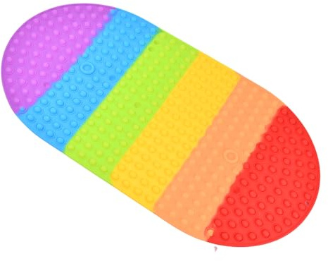 volumoon rutschfeste Duschmatte,Regenbogen-Badewannenmatte rutschfest Badematte Bunt mit Saugnapf, Oval rutschfeste Badewannenmatte und Duschmatte, Schimmelresistent & Maschinenwaschbar Badematte