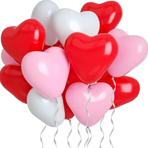 Luftballons Herzen Rot Rosa Weiß SKYIOL 30 Stück12 zoll Herz Ballons Latex Helium Luftballons für Hochzeit Verlobung Valentinstag Mädchen Damen Geburtstag Muttertag Party Deko