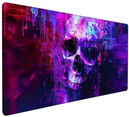Gaming Mauspad XXL 900x300x3 mm Groß Mousepad Lila Schreibtischunterlage Furcht Mouse Pad mit Rutschfeste Gummibasis, Vernähte Kanten Design Wasserdicht Mouse Pad für PC Gaming Zubehör, Geschenk Z-752