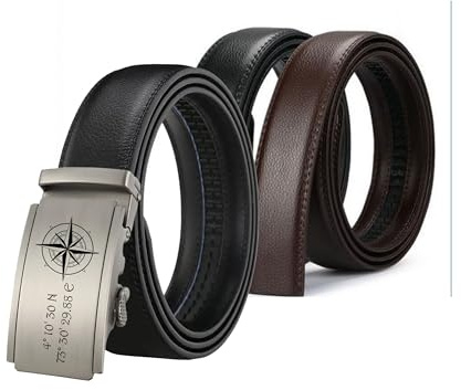 aplusashop ID Herren Gürtel Echtleder mit Gravur nach Wunsch Automatik Massive Schnalle Nr2 NEU schwarz/braun bis 130cm