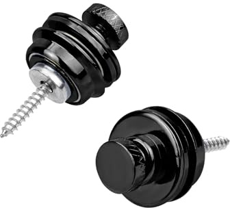 2stk Gitarrengurt Schloss, Metall Gitarrengurt Fixateur Einfach zu Installieren Gitarrengurt Knöpfe Gitarrengurt Endknopf für Bass Ukulele Akustik Klassik E-Gitarre Zubehör (Schwarz)