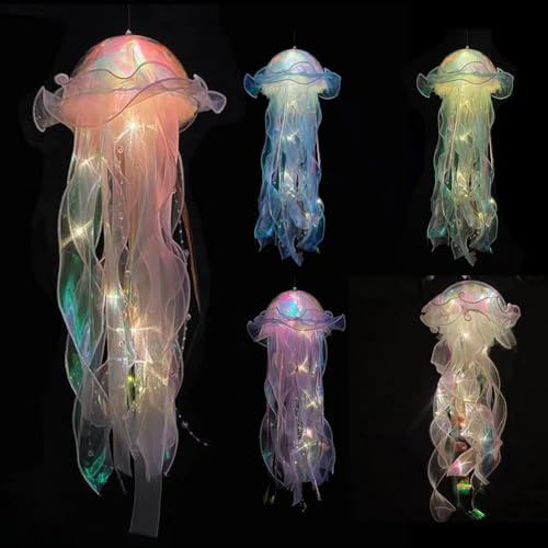 Demiawaking LED Quallenlampe Hängend Quallen Nachtlicht, Jellyfish Lamp, Quallen Lampe Nachttischlampe, Quallenlaterne Atmosphäre Lampe Deko für Kinderzimmer Geburtstag Party (5 Stücke)