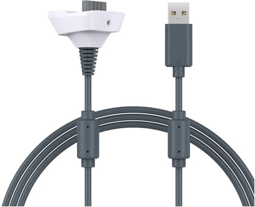 MMOBIEL Charging Cable Controller Compatible with Microsoft Xbox 360/360 Slim - Wireless Controller USB Charging Cable Xbox 360 1.5m / 4800mAh - Black