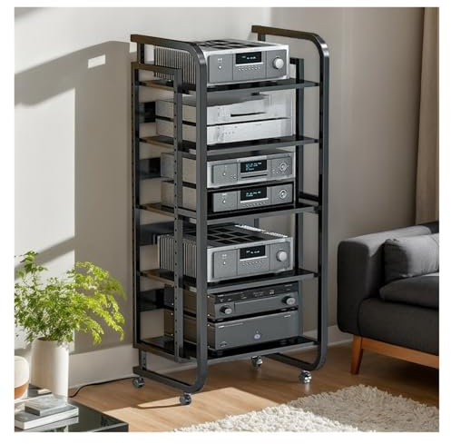 mobile stereo hi fi rack hifi Soggiorno Armadietto multimediale, Rack for apparecchiature audio video Supporto for componenti stereo Scaffale for mobili, CD DVD Giradischi Console di gioco Ricevitore