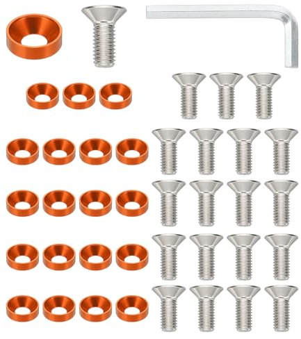 PATIKIL Kit De Arandelas Avellanadas M8, 40 Piezas De Aleación De Aluminio Para Tornillos De Cabeza Plana Y Accesorios Mecánicos Para Modelos DIY, Naranja