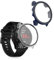 kwmobile Carcasa Compatible con Garmin Forerunner 255/255 Music Funda - 2X Protector Pantalla Completo de Cristal Templado - Ultrafino y antigolpes - Transparente/Azul Oscuro