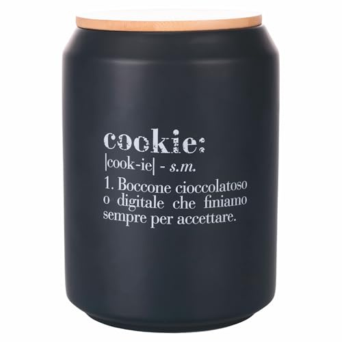 Villa d'Este Home Tivoli 1996 Keksdose aus Keramik, Deckel aus Bambus, Victionary Cookie