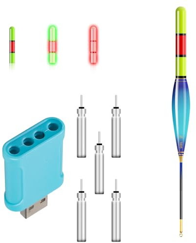 Posa a LED da pesca con caricabatterie a batteria e 5 batterie a barra tipo CR425, LED Posen pesca può cambiare colore, Posa pesca intelligente per lanci lunghi, accessori per pesca di alta qualità