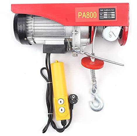 LANNADD Cabrestante eléctrico, 1300 W, 800 kg, cabrestante eléctrico, 10 m/min, con cable, cabrestante eléctrico para casa, taller, garaje