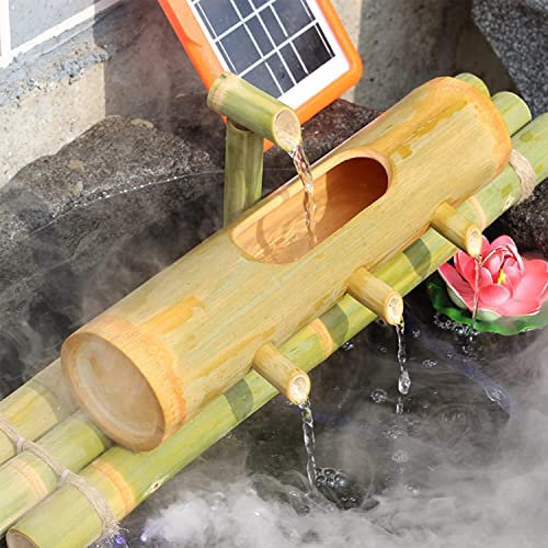 ASerZenith Fontana Solare in bambù Naturale, Fontana da Esterno, Fontana A Dondolo Tradizionale Giapponese con Accenti di bambù, Kit per Laghetto da Giardino, 60 Cm/23,6 Pollici(30cm/11.8IN)