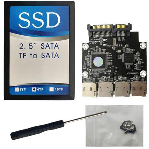 Kexpery Adattatore SATA a 4 porte per schede di memoria TF SD compatibile con Raid 0 per dischi rigidi SSD HDD