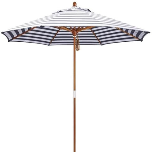 Ombrellone da Spiaggia a Righe, Parasol da Giardino per Esterni con 8 Stecche, Anti-UV 50+, Facile da Aprire Chiudere, senza Base(Gray,210cm/6.9ft)