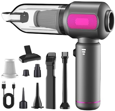 Shengxi Aspirador de Mano, 19000Pa Mini Portátil Aspirador Coche Potente, 3 in 1 aspiradora sin Cable Coche para la Limpieza de Coches Mascotas y Casas e Interiores