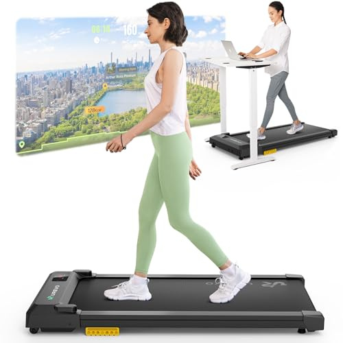 UREVO Tapis de Marche avec Double Absorption des Chocs, Tapis de Course électrique pour Maison avec Télécommande, Tapis Marche sous Le Tableau Compact de 2,25HP