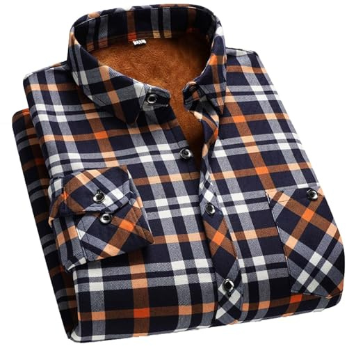 UHouse Chemise Homme Manches Longues à Carreaux Travail Chemisette en Flanelle Chemises pour Hommes Grande Taille Automne Vetement avec Boutons Décontracté Haut Délavé Costume Vêtements Streetwear
