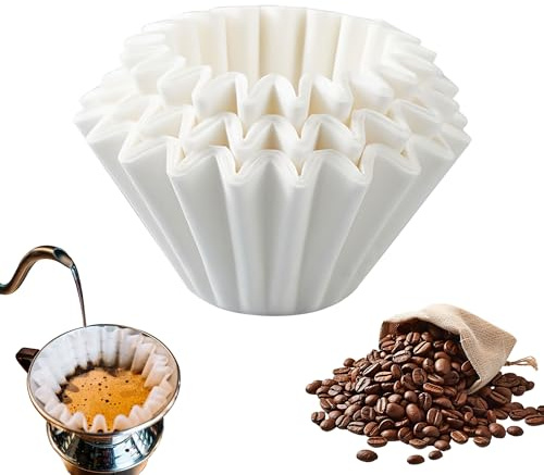 Korbfilter Kaffeefilter, 100 Stück Papierfilterkorb Filter, 45/155mm Einweg-Korb-Kaffeefilterpapier Kaffeefilter Papier Universelle Korbfiltertüten für Selbstgemachten Kaffee zu Hause (Weiß)