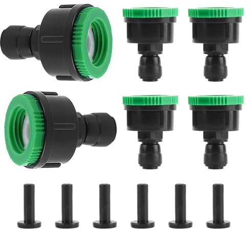 Kalolary 1/2 3/4 Hose Pipe Connector, 6pcs Drip Irrigation Faucet Adapters, Quick Connect Faucet to 1/4 Tubing, Push-to-Fit Hose Adapters, Irrigation Fittings for Garden, Farm, Lawn