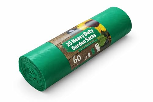 25 Heavy Duty Garden Waste Sacks 60L Green Strong Rubbish Leaf Bags (1)