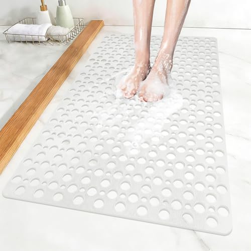 ZOKBOM Antirutschmatte Dusche 60x90 cm, TPE Duschmatte rutschfest mit Saugnäpfen, Badewannenmatte, Anti-Schimmel Duschmatte, BPA-Frei Duscheinlage rutschfest (Weiß, 60x90 cm)