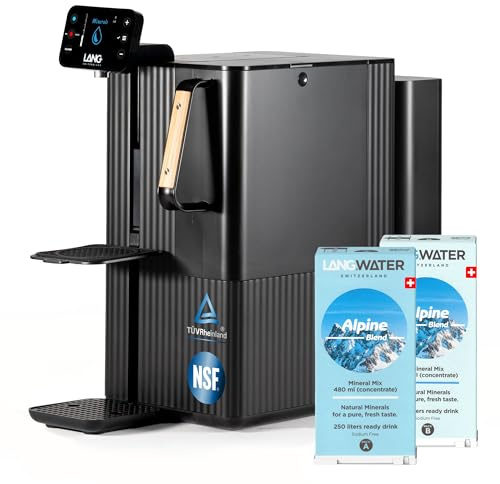 LANGWATER - Depuratore Acqua Domestico Portatile - Osmosi Inversa e Mineralizzazione - Senza Installazione - Erogatore di Acqua Calda - Senza Microplastiche - Da Banco - Minerali non Inclus
