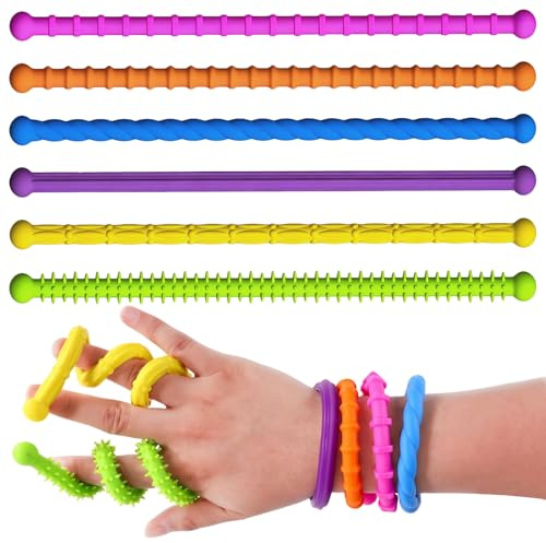 HORREX 6 Pièces Fidget TDAH Texturés Malléable Fidget Toys en Silicone | Jouet Anti Stress Sensoriel de Voyage Flexibl pour Le TDAH Autisme Soulager L'Anxiété et Le Stress, Différentes Couleurs