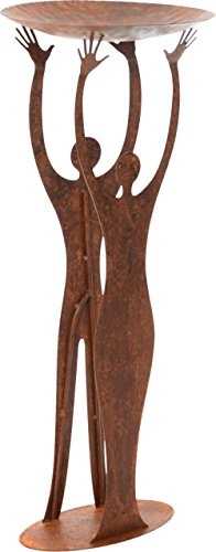 terracotta-toepfe-de Rost Skulptur doppelt mit Schale 96x40cm Metall Gartenfigur