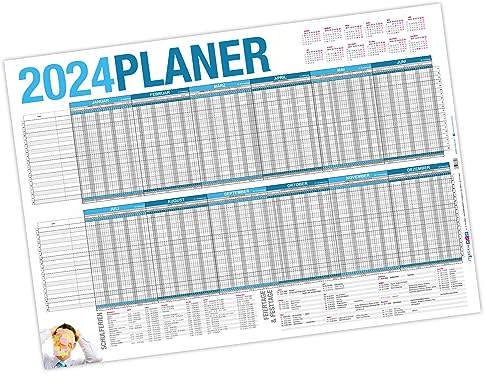 itenga Urlaubsplaner 2026 Wandkalender abwischbar DIN A1 (84,1 x59,4 cm) 250g/m² Personalplaner Mitarbeiter