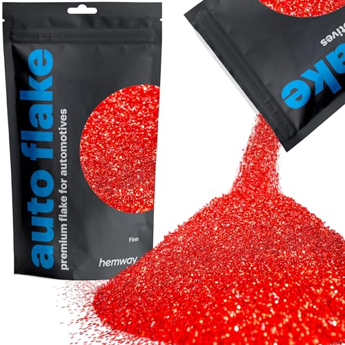 Hemway Auto Flake Glitter Additive for Paint 100g Fine Red | Metal Flake for Custom Auto Paint & Coatings, for Car, Motorbike, Truck, Vehicles, Automotives