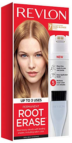 Permanent Hair Color by Revlon, Permanent Hair Dye, At-Home Root Ease with Applicator Brush for Multiple Use, 100% Gray Coverage, Dark Blonde (7), 3.2 Fl Oz