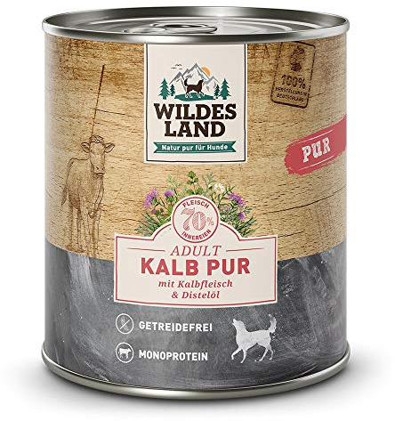WILDES LAND – Wild | Nassfutter mit extra hohem Fleischanteil und natürlichen Zutaten für ausgewachsene Hunde. Getreidefreies Alleinfutter ohne Zusatzstoffe in der Dose | 6x400g Wild
