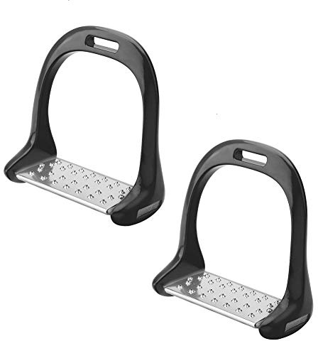 HEEPDD Estribos de Aluminio para Silla de Montar, Fundidos a Presión, Alto Calibre 3D con Reflejo de Seguridad Premium, Color Negro
