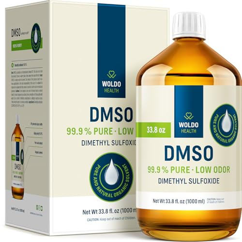 WoldoHealth Dimethylsulfoxid 99,9% Reinheit 1 Liter - pharmazeutische Qualität, lichtgeschützte Braunglasflasche