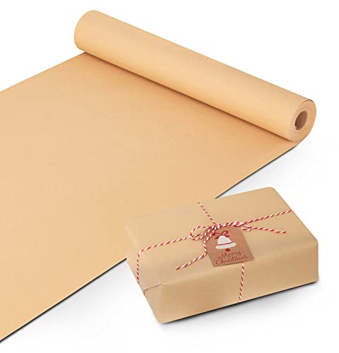 KEPLIN Heavy Duty Brown Kraft Wrapping Paper Roll 90gsm (445mm x 25m)