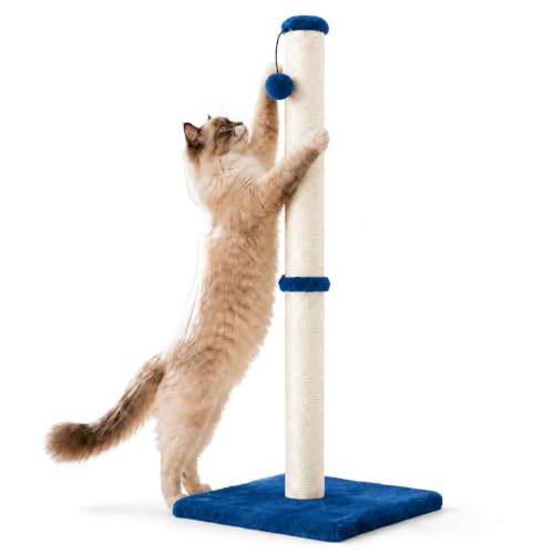 Dimaka 94 cm hoher ultimativer Kratzbaum für Katzen, Krallenkratzer mit Sisalseil und überzogen mit weichem, glattem Plüsch, vertikaler Kratzer [volle Dehnung], modernes stabiles Design, 86,4 cm Höhe