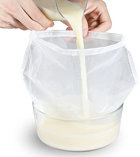 Nut Milk Bag for Straining - Reusable Fine BPA-Free Strainer Bag, Cheesecloth Unbleached Bag, Yogurt Strainer, Juice Filter& Cold Brew Coffee Filter,Washable Reusable Almond Strainer (12X11, 2PCS)