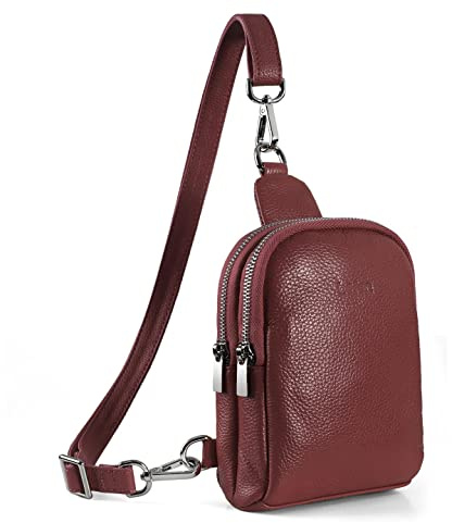 befen Fanny Pack Crossbody Bags for Women, Small Sling Bag Cross Body Cell Phone Purse Genuine Leather Chest Bag fit Ladies, Teen Girls or Students
