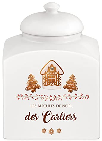 Maverton Pot en céramique personnalisé, Bocal à biscuits avec couvercle | Bonbonnière, Cadeau Personnalisé Couple, Boite Rangement Cuisine, pour Parents, Jeunes Mariés, Cadeau Noel, Noël