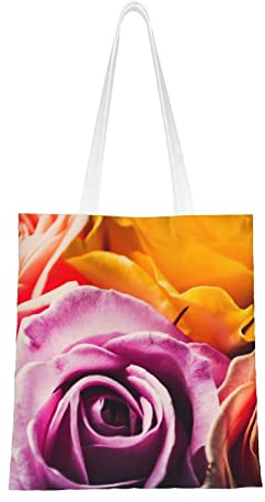 ODMP Mountains Meet The Sea Fashion Canvas Shopping Bag, riutilizzabile grande Tote Bag, adatto per lo shopping e viaggi all'aperto, Ibrido Tea Rose, Taglia unica