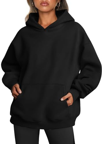 Famulily Ladies Oversized Hoodies Pullover Long Sleeve Sweatshirt Autumn Winter Thermal Fleece Tops with Pockets S-XL