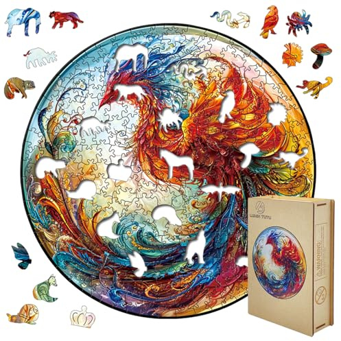 LUMIN TUTU Holzpuzzle,Holzpuzzle Erwachsene,Wooden Puzzle mit Holzbox,29 * 29cm-200pcs Perfekt für Dekoration und Geschenke - Kleine Geschenke für Kinder und Erwachsene (Phönix)