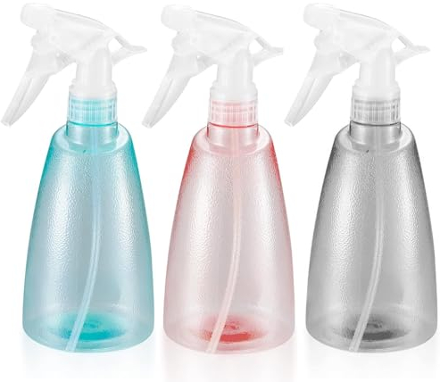 Diompirux 3 Stücke Sprühflasche 500ml, Kunststoff Zerstäuber Sprühflaschen, Nachfüllbare Trigger-Sprühflaschen für Nebel, Handsprüher für Pflanzen,Blumen,Garten,Friseur,Autopflege(rosa,blau,schwarz)
